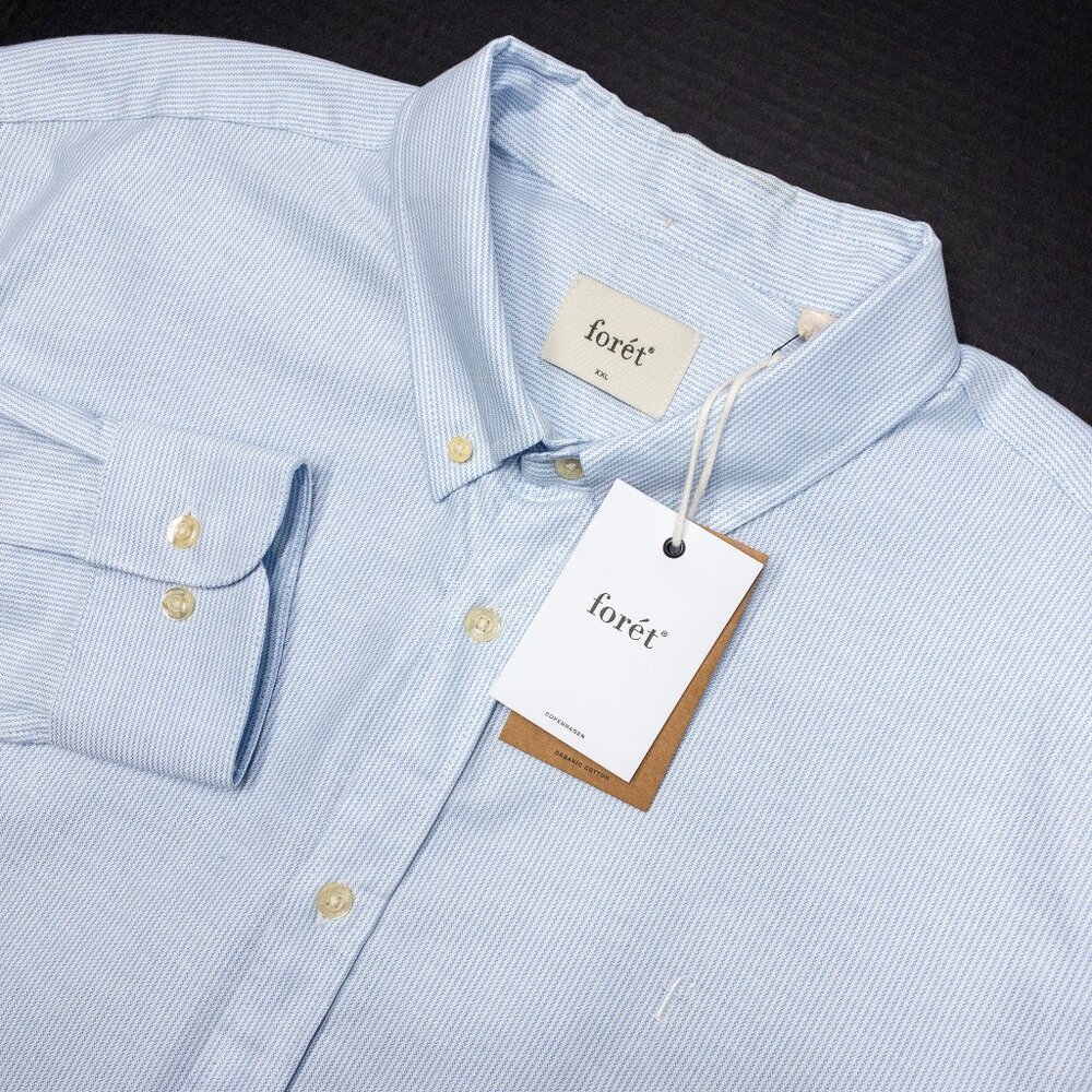 Forét Studio Shirt Men's 2XL Long Sleeve Button-Down Preppy Striped Blue White